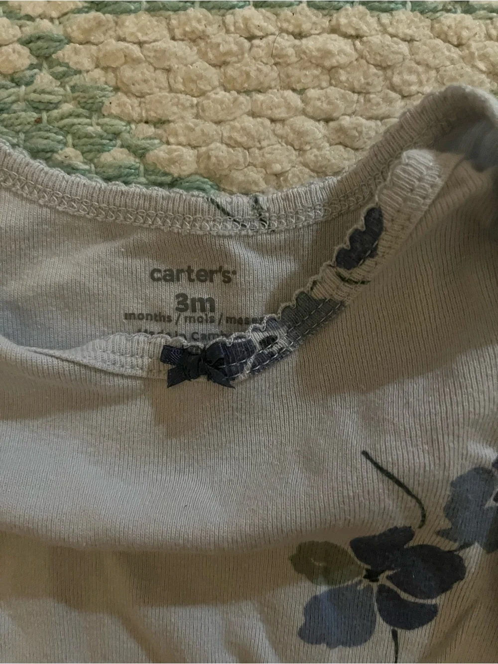 Carter's Light Blue Floral Long-Sleeve Baby One-Piece